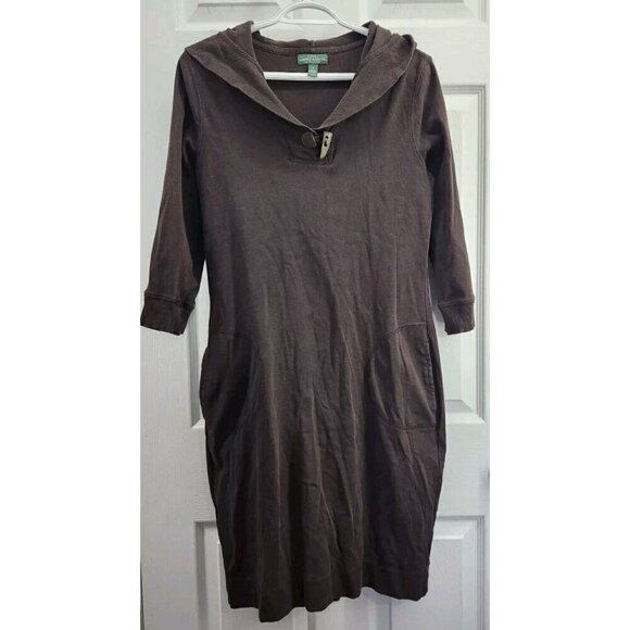 Lauren Jeans Co Ralph Lauren Hooded Sweatshirt Dress Brown Pockets Size Medium - Picture 1 of 6